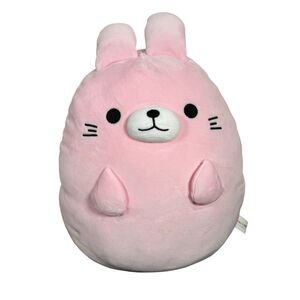 Takashoji Bunny Rabbit Plush Pink Soft Fuzzy XL 14” Round Stuffed Animal Toy